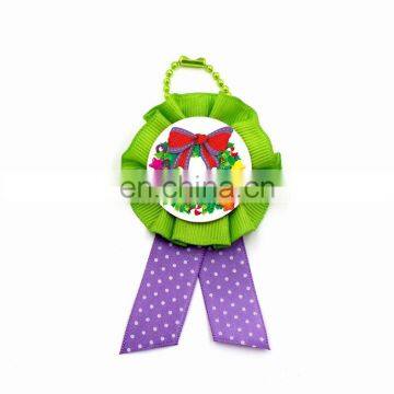 2015 Fashion ChristmasTrim Ribbon / Flower ribbon Ornament with ball chain hanging made by Disney Supplier