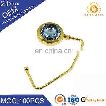 Brand Name Zinc Alloy Foldable bag holder with acrylic stone
