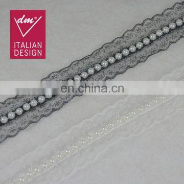 2017 Popular High Designs Black Beaded Pearl Lace Trim for Garment Decoration photo-6