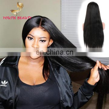 Factory price 2017 indian human virgin hair 9A lace front wig in silky straight cuticle aligned hair