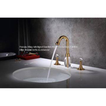 brass bathroom faucet Industrial Style golden colour cold hot water wholesale