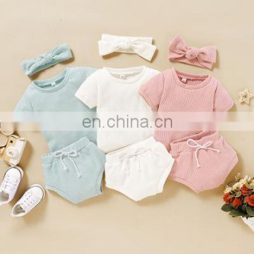 Girls' baby 2020 summer new children's Korean style suit girls' clothing cotton short-sleeved two-piece suit