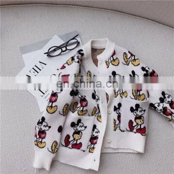 2020 autumn and winter girl cartoon full print cartoon single-breasted cardigan