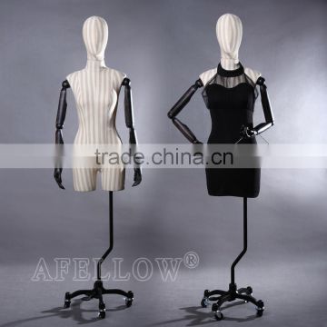 Fashion wholesale with head adjustable female mannequin upper body manikin with rotate base wood women dummy mannequin M003- F-1