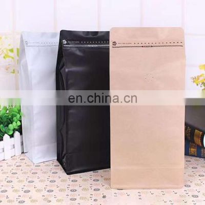 Kraft Paper Stand Up Coffee Bag/Flat Bottom Pouch with Air Release Valve and Reusable Side Zipper