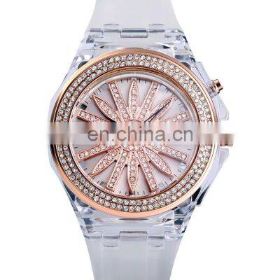Skmei brand designer watches 1536 wrist watch women transparent watch strap creative rotating flower dial