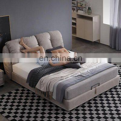 Washable fabric cover bed design  ins popular  modern king size bed