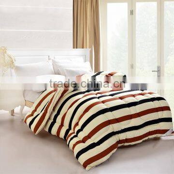 Simple multi color stips woven cloth hotel use or hospital use king comforter set