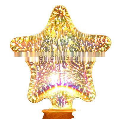 Star Shape Decoration Fireworks Led Light Bulb Colorful LED 3D Firework Light Bulb for Christmas firework glass bulb