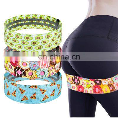 Custom Food Printed booti Exercise resistance Band workout Donuts Fabric Stretch Heavy resistant Booty bands