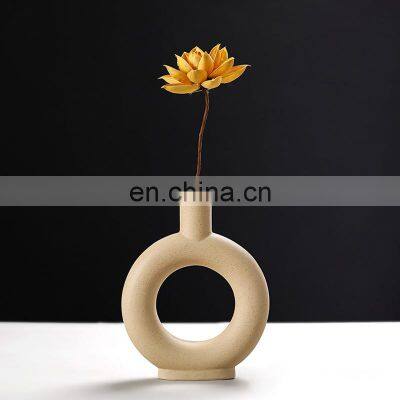 Nordic Ceramic Candle Holders Ins Creative White Flower Arrangements Donut Ceramic Vase For Home Decor Interior Decoration photo-3