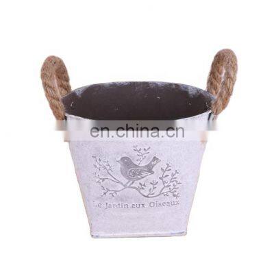 New Design Wholesale Home Decorative Garden Plants Antique White Color Hemp Rope Hanging Painting Flower Pots With Spout Flower Vase