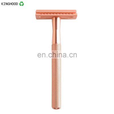 Custom Oem Reusable Metal Handle rose gold Shaving  Double Edge Safety Razor For Women