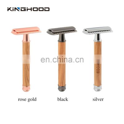 Bamboo handle razor friendly metal Twin edge balde wooden safety razor