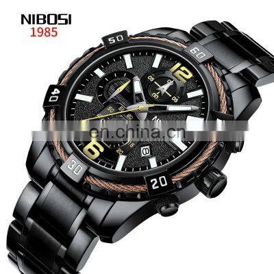 NIBOSI Men Waterproof Outdoor Watch Fashion Chronograph Wristwatch Luxury Quartz Watches