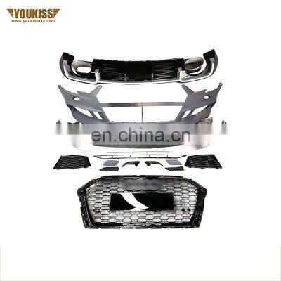 Genuine Body Kits For Audi A3 Modification RS3 Front Car Bumpers With Grille Flog Lamp Grille Front Lip Rear Diffuser With Tips