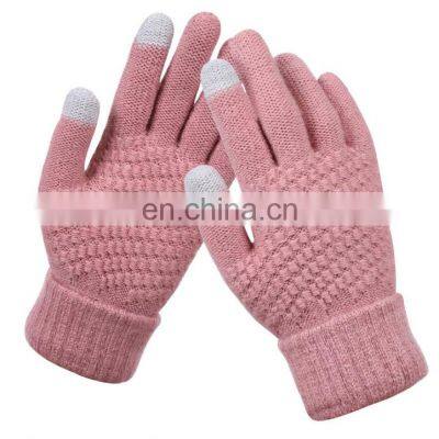 Women Men Knitted Winter Acrylic Gloves Warm Thick Gloves Touch Screen Gloves photo-3