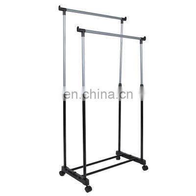 wholesale organizer clothes rack stainless steel double pole floor telescopic drying rack