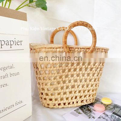 Unique Simple Water hyacinth Handbag Best price Woven Tote Bag Trendy 2023 Wholesale Vietnam Manufacturer