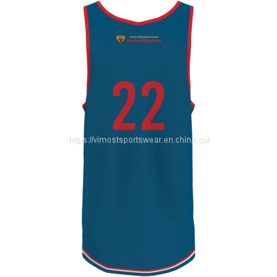 Blue and Red Custom Sublimated Basketball Jersey photo-2