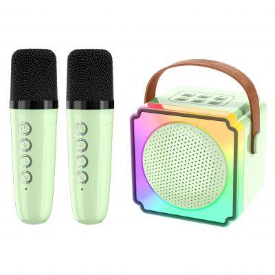 Portable Colorful LED Ambient Light Wireless Microphone Karaoke Kits Speaker Home And Outdoor Small KTV Speaker