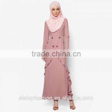 High quality new fashion muslim clothing beads abaya Islamic clothing long sleeve baju kurung malaysia fashion BJ049