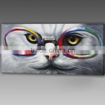 New arrivals wholesale the cat with glasses canvas oil painting YB-111