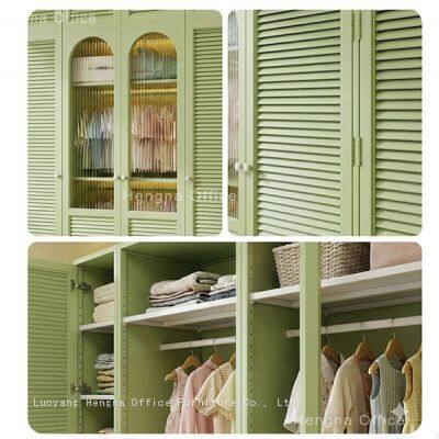 Pastel Pink Multi-Door Steel Armoire S-LC215 | Vertical Slatted Texture With Locking System | Customizable Storage for Kids' Rooms & Schools photo-2