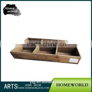 Artificial aged classical garden decorative wooden display storage tray with handle