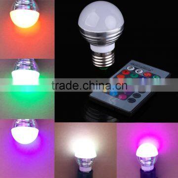 E27 3W LED 16 Color Changing LED Light Bulb Lamp + 24Key IR Remote Control Colors Change