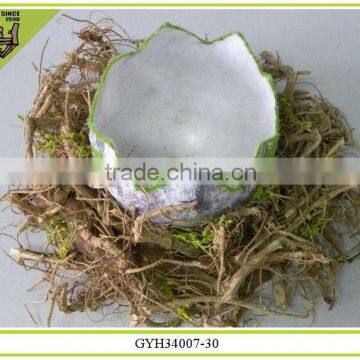 handmade easter decoration rattan bird nest with plastic egg