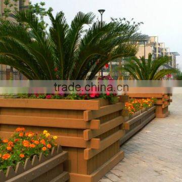 wooden flower herb planter pot with seed and soil, planter box garden decor