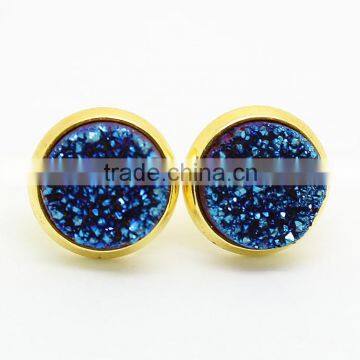 EA3236 Fashion Titanium Blue Druse Druzy Studs photo-2
