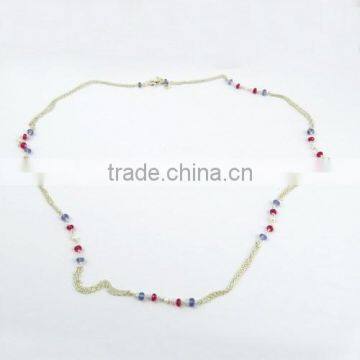 Pale Beauty !! Springring Lock Iolite & Pearl & Ruby 925 Sterling Silver Chain, Wholesale Jewellery On Factory Price photo-3