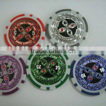 Laser poker chip with sticker,ABS