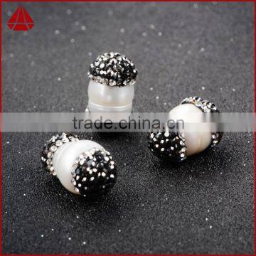 Wholesale Natural Freshwater Pearl Beads With Rhine Stone Paved, Freshwater Pearl Jewelry Quality Choice photo-3