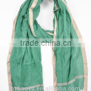 Fashion beautiful polyester gold margin Arab muslim scarf