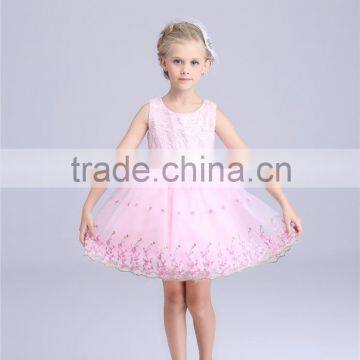 floral embroidered children girl dress butterfly knot princess baby girl dress OEM service