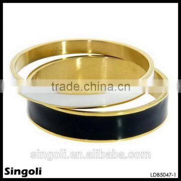 Exquisite shine enamel metal bracelet double bangle sets classical white and black alloy bracelet