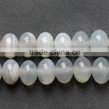 Gemstone white agate with lines round beads jewelry