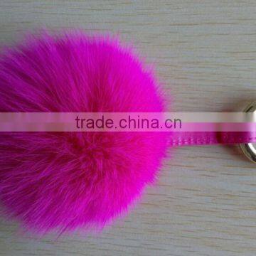 Plush and Dyed 100% Fox Fur Pompom keychain