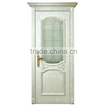 2015 New Design White Carve Timber Interior Door With Glass