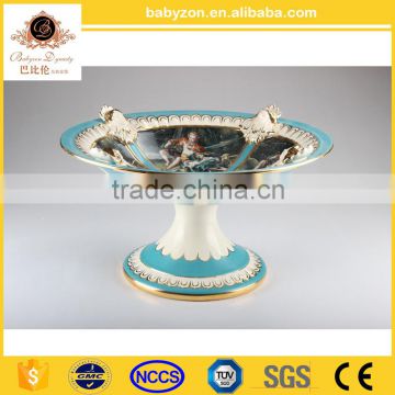 2016 New Design Ceramic Fruit Bowl Decoration Bowl Carved Bowl with Footed