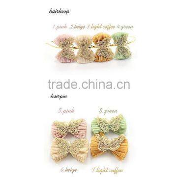 Unique Wavy Chiffon Hair Bows,Crochet Butterfly With Chiffon Bow photo-2