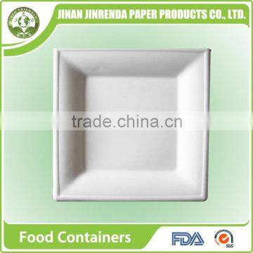 Disposable party 6 inch paper square plates with sugarcane