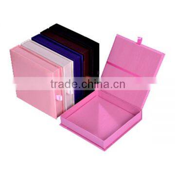 Luxury pink gatefold silk wedding invitation box with brooch