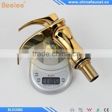 Wholesale And Retail Luxury Elegent Golden Basin Sink Faucet Single Lever Waterfall Basin Mixer Taps photo-4