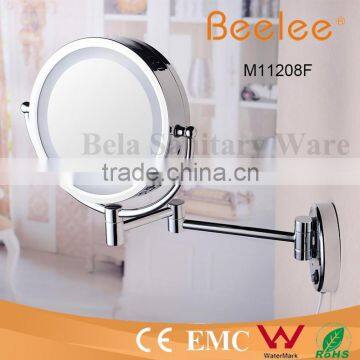 8.5 Inch Round Foldable Makeup Mirror AC Power Wall Mirror With Led Light