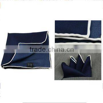 Hand Made Contrast Color Margin Pocket Square Silk photo-5