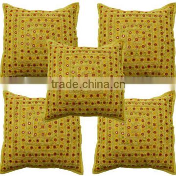 INDIAN HAND EMBRIODERY MIRRORWORK ETHNIC CUSHION COVERS